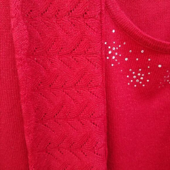 Briggs New York Red Sparkly Metallic Women's Medium Sweater - Picture 2 of 8